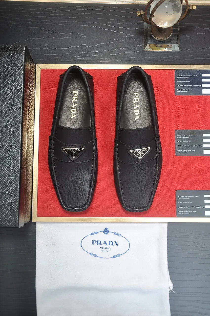Men's Men's Shoes💰420💶【PRADA】 (High-end Niuli) New 🍀PRADA - Prada Doudou Shoes! Made of imported original cowhide, the inner top layer is comfortable cowhide lining! Original wear-resistant rubber outsole! High quality products! Code number 38-45 (45 customized)